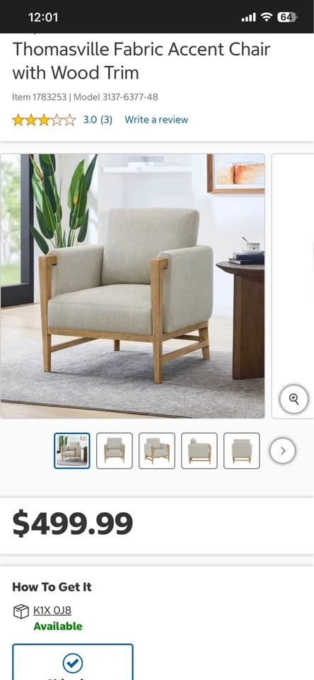 Brand New Thomasville Fabric Accent Chair with Wood Trim - photo 2