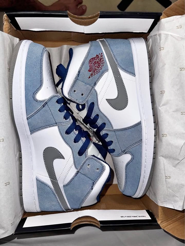 Jordan 1 Mid White Light Blue Denim