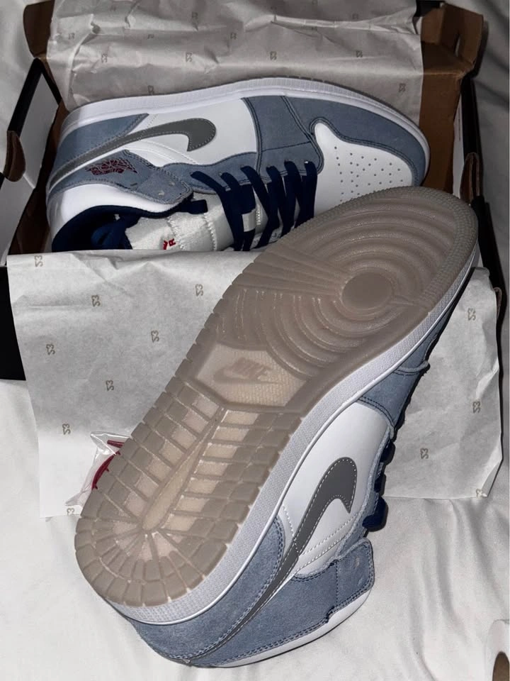 Jordan 1 Mid White Light Blue Denim - photo 3