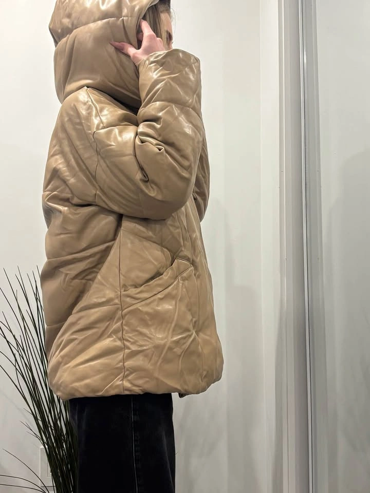 Beige leather jaket - photo 5