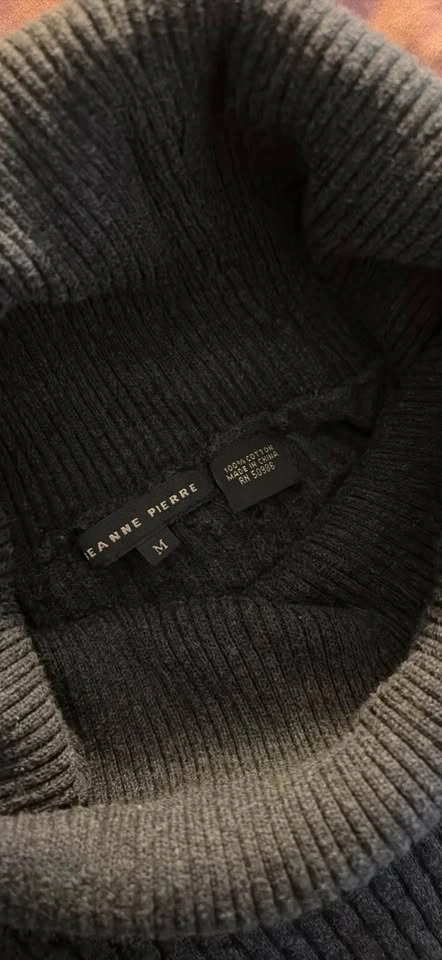 Dark Gray Cable Knit Off-Shoulder Sweater - photo 2