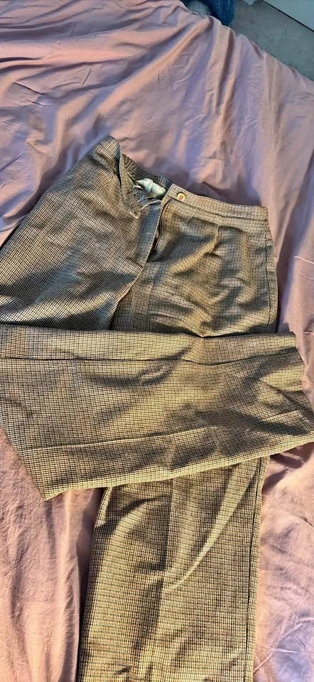 Checkered wool blend pants