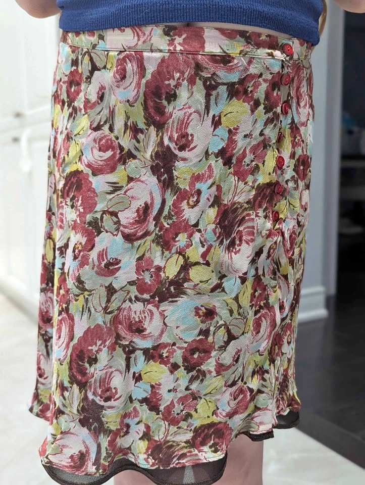 Vintage Cacharel Silk Floral A-Line Skirt – Size 38 (US XS)