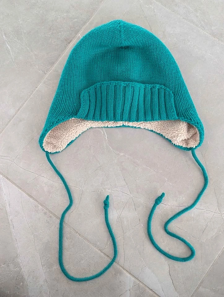 J.Crew Women’s Teal Knit Hat with Ear Flaps – Sherpa Lined