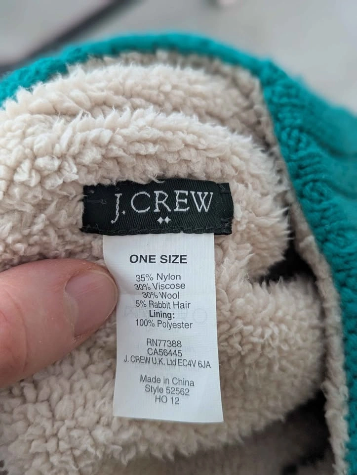 J.Crew Women’s Teal Knit Hat with Ear Flaps – Sherpa Lined - photo 3