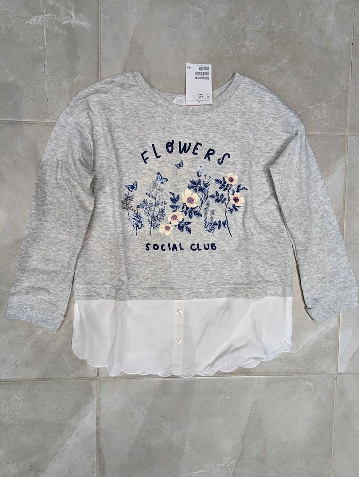 NWT H&M Layered Look Long Sleeve Top • Size 6–8Y