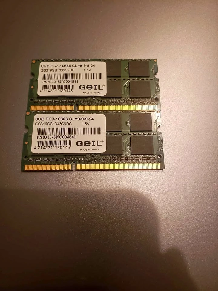 16GB (2x8GB) PC3 10600 1333MHZ SODIMMS