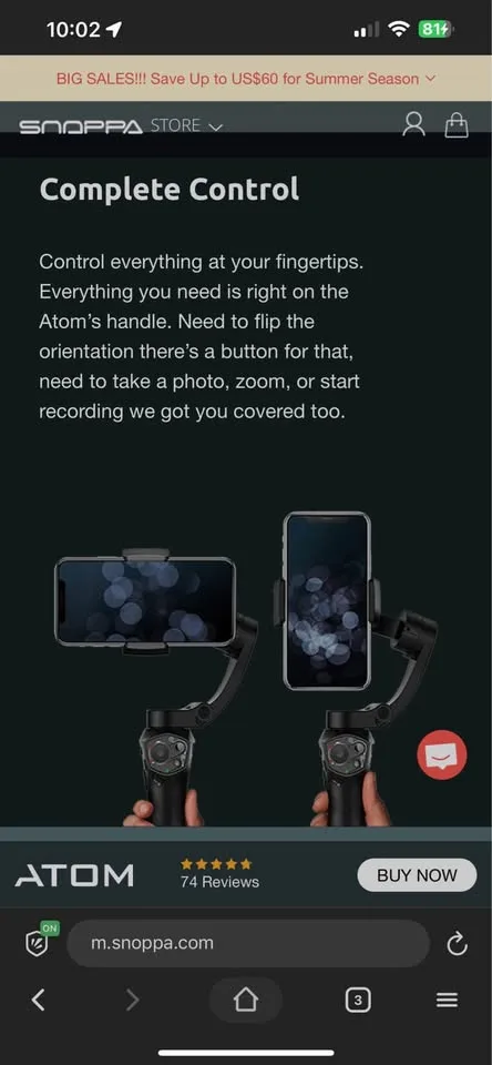 Snoppa Atom Gimbal image indicator(6)
