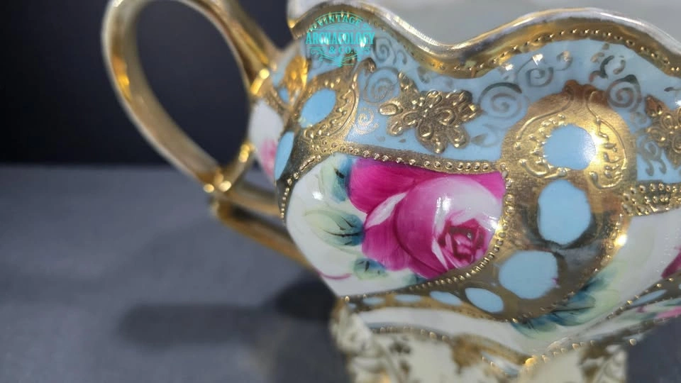 Porcelain Pitcher with Hand Painted Roses and Gold by Nippon - photo 3