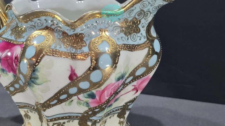 Porcelain Pitcher with Hand Painted Roses and Gold by Nippon - photo 4