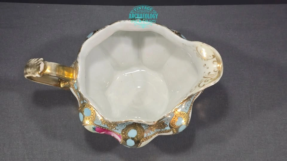 Porcelain Pitcher with Hand Painted Roses and Gold by Nippon - photo 5