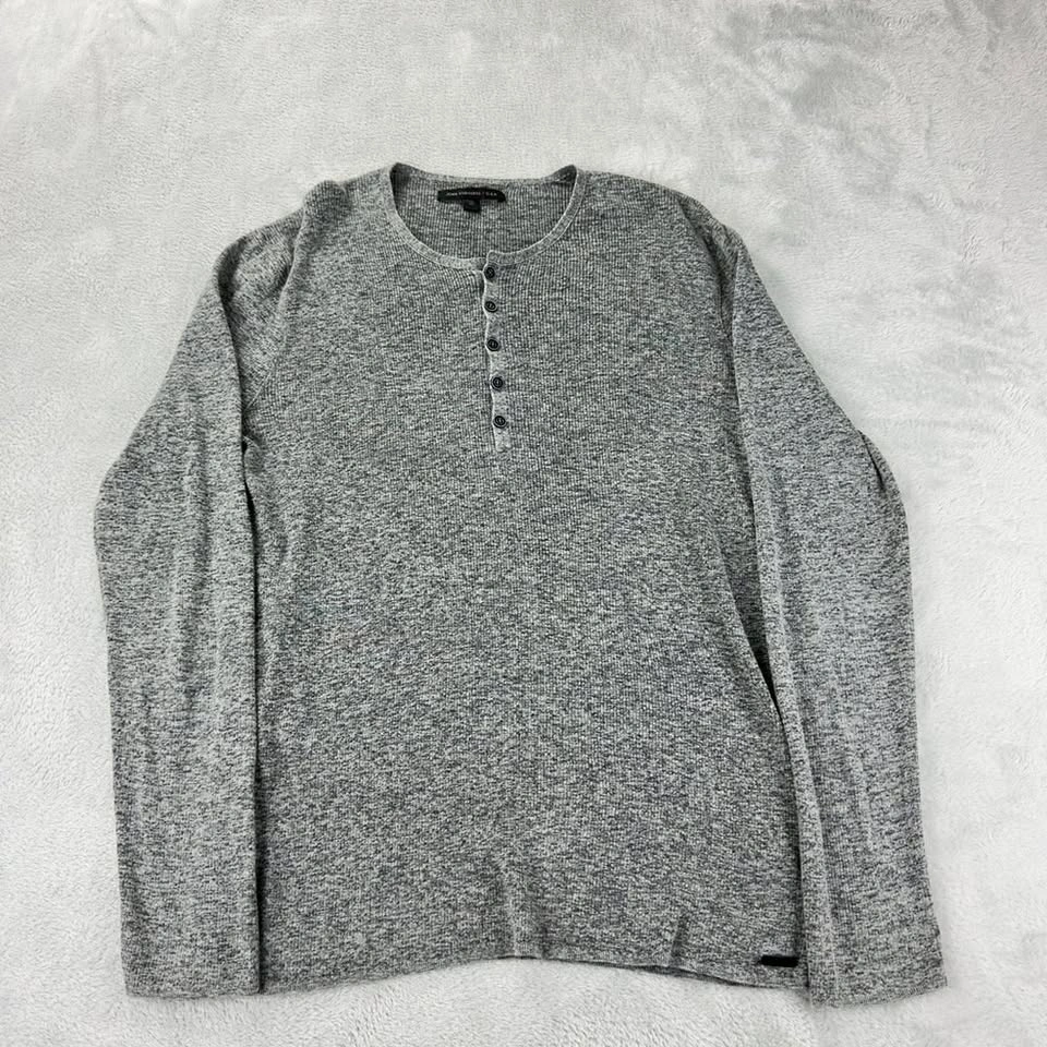 John Varvatos Men's Grey Button Up Sweater - Medium