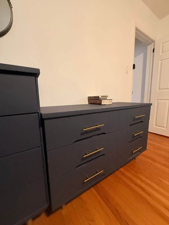 Blue Accent Drawer Set with Gold Knobs, Modern Look - photo 3