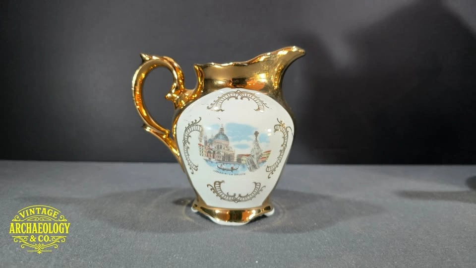Porcelain Tea Set with 24k Gold & Venetian Scenes - photo 3