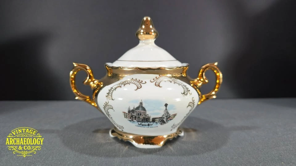 Porcelain Tea Set with 24k Gold & Venetian Scenes - photo 4