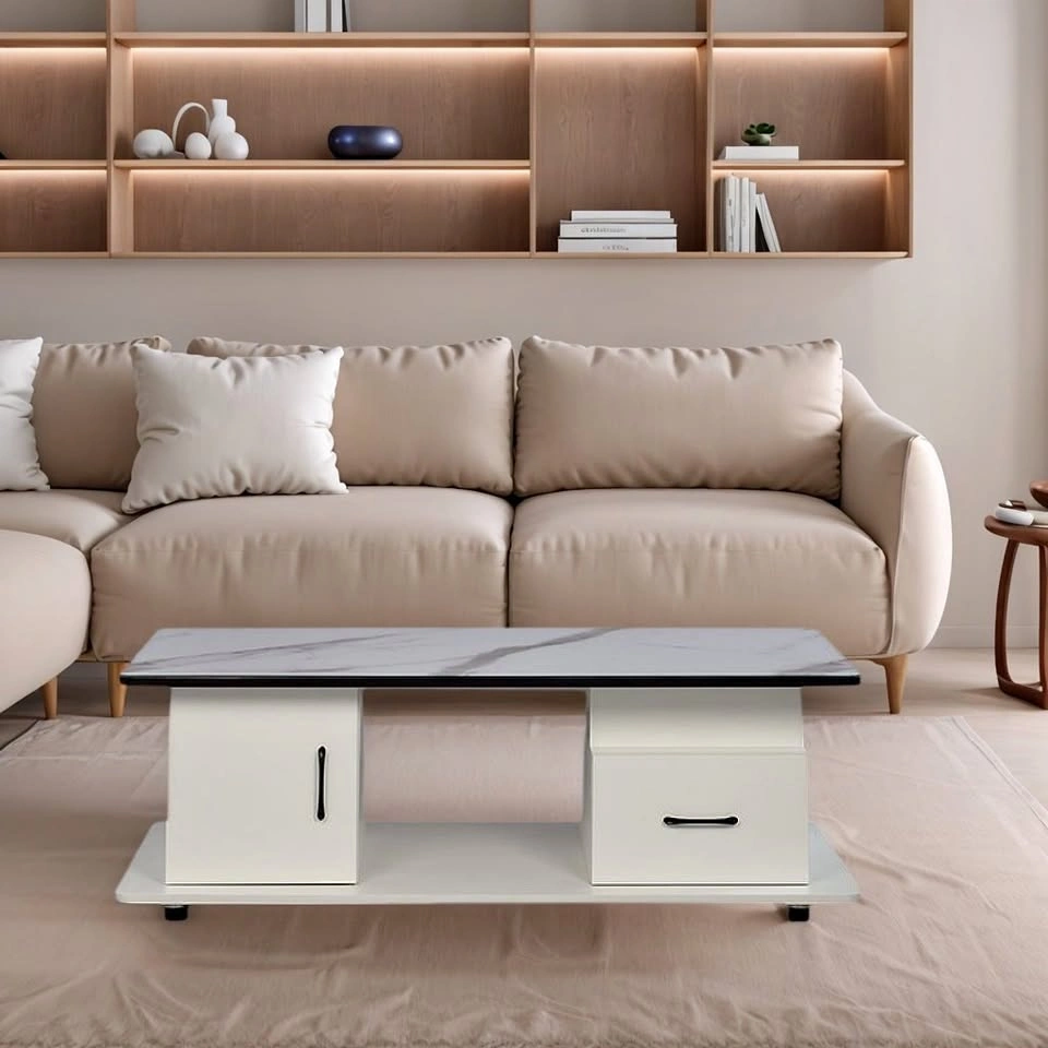 Craftsman Coffee Table with Marble-Inspired Top - From $95
