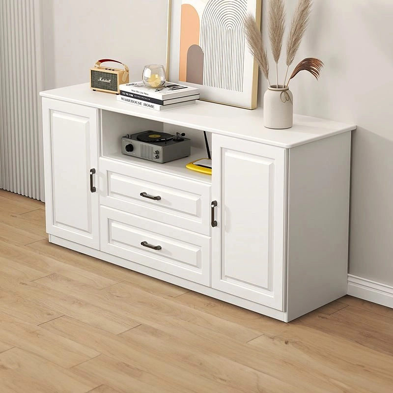 Contemporary TV Cabinet with Storage Drawers - White/Grey
