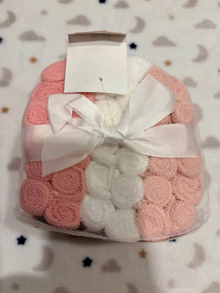 36 Pack Baby Washcloths - Pink & White