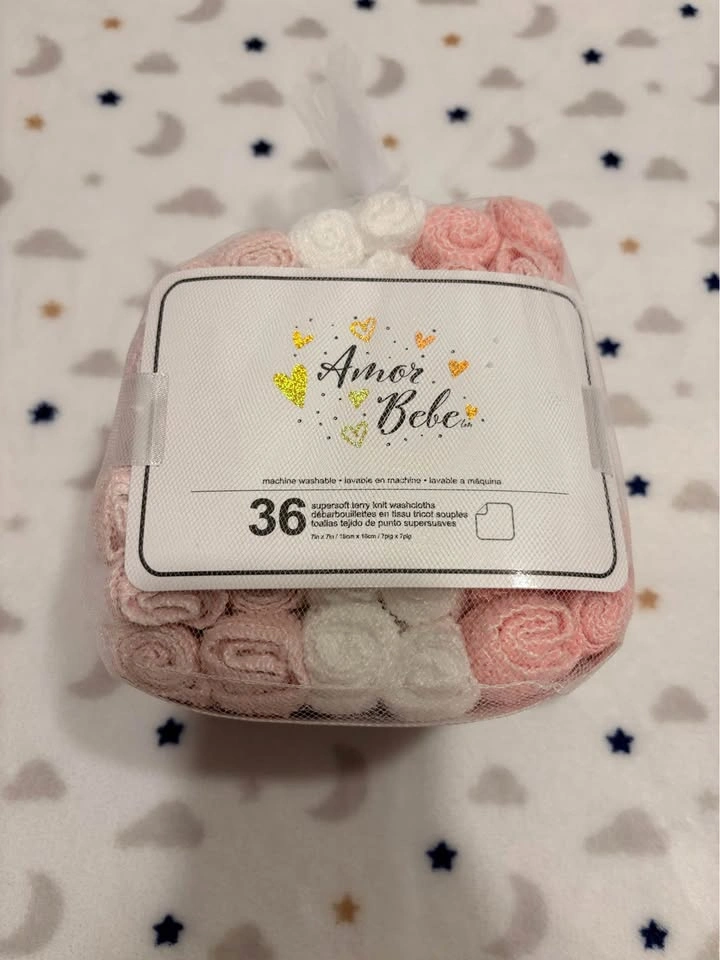 36 Pack Baby Washcloths - Pink & White - photo 2