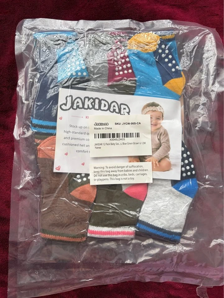 12pk Baby Socks Non Slip 6-12m - photo 2