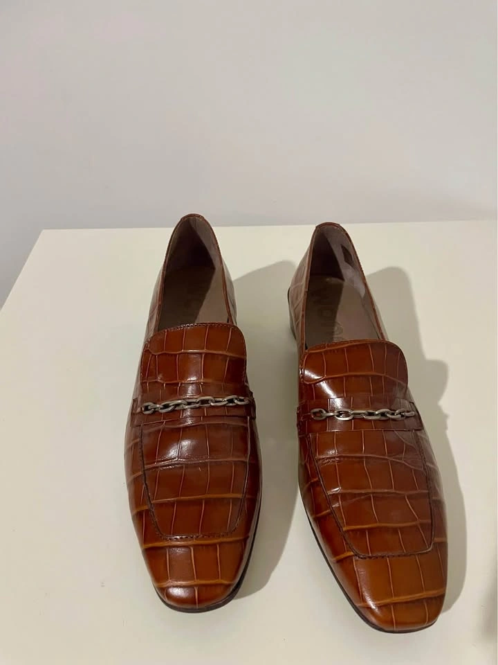 Wonders Women's Brown Croc Loafers w/ Chain Detail Size 41 - photo 3