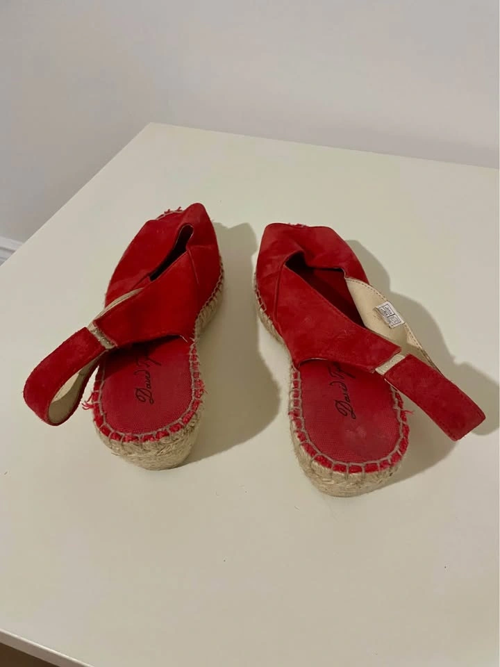 David Tyler Size 40 Women's Red Suede Espadrille Wedge Slingback - photo 3