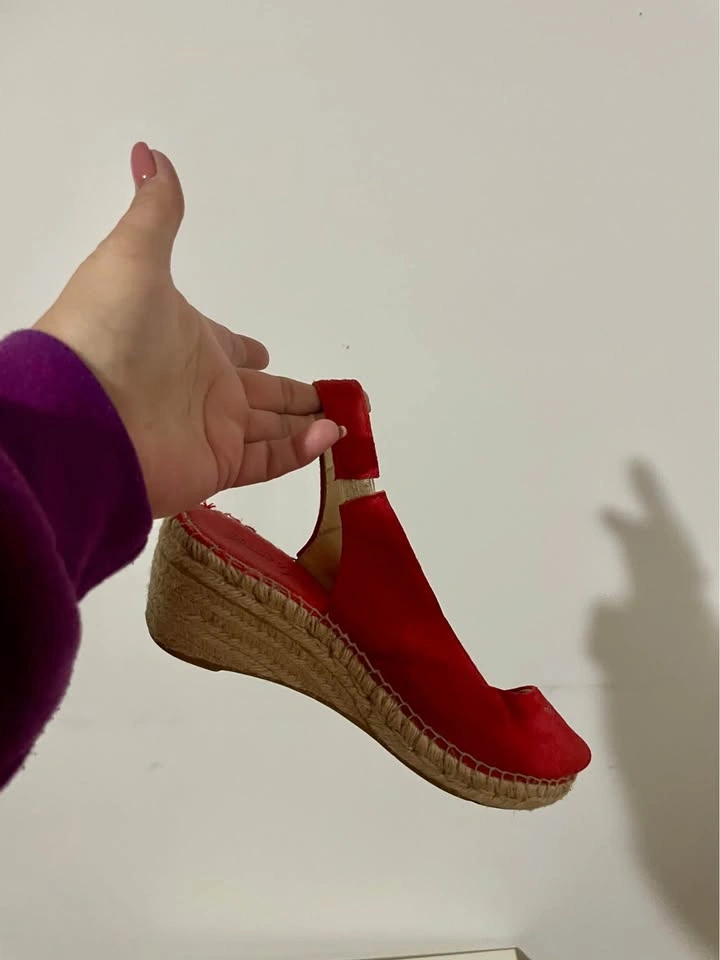 David Tyler Size 40 Women's Red Suede Espadrille Wedge Slingback - photo 4