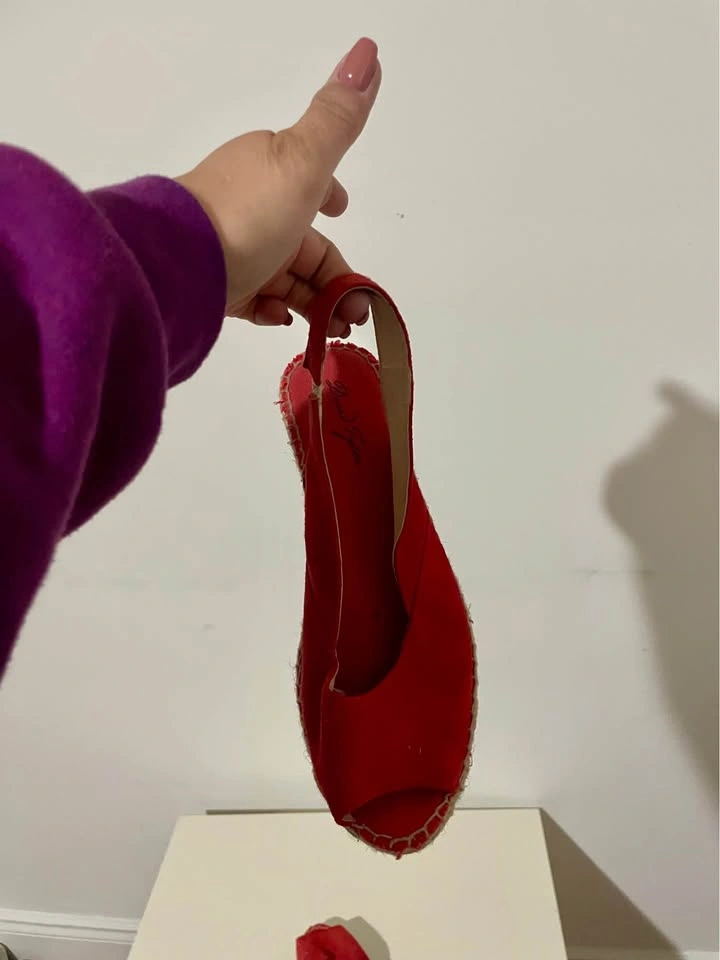 David Tyler Size 40 Women's Red Suede Espadrille Wedge Slingback - photo 5
