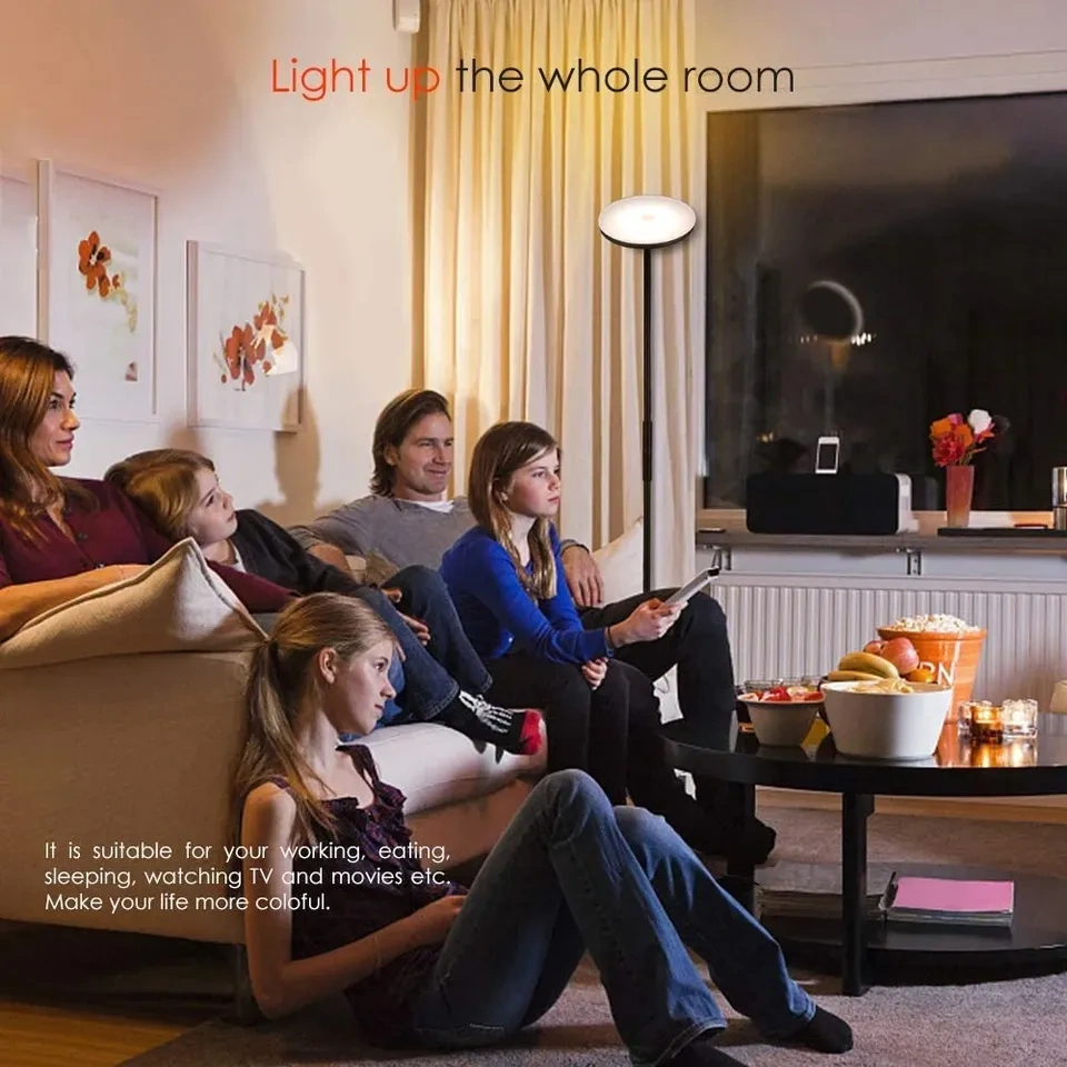 LED Floor Lamp - 30W, 2500LM, 3 Color Temps, Dimmer, Black - photo 2
