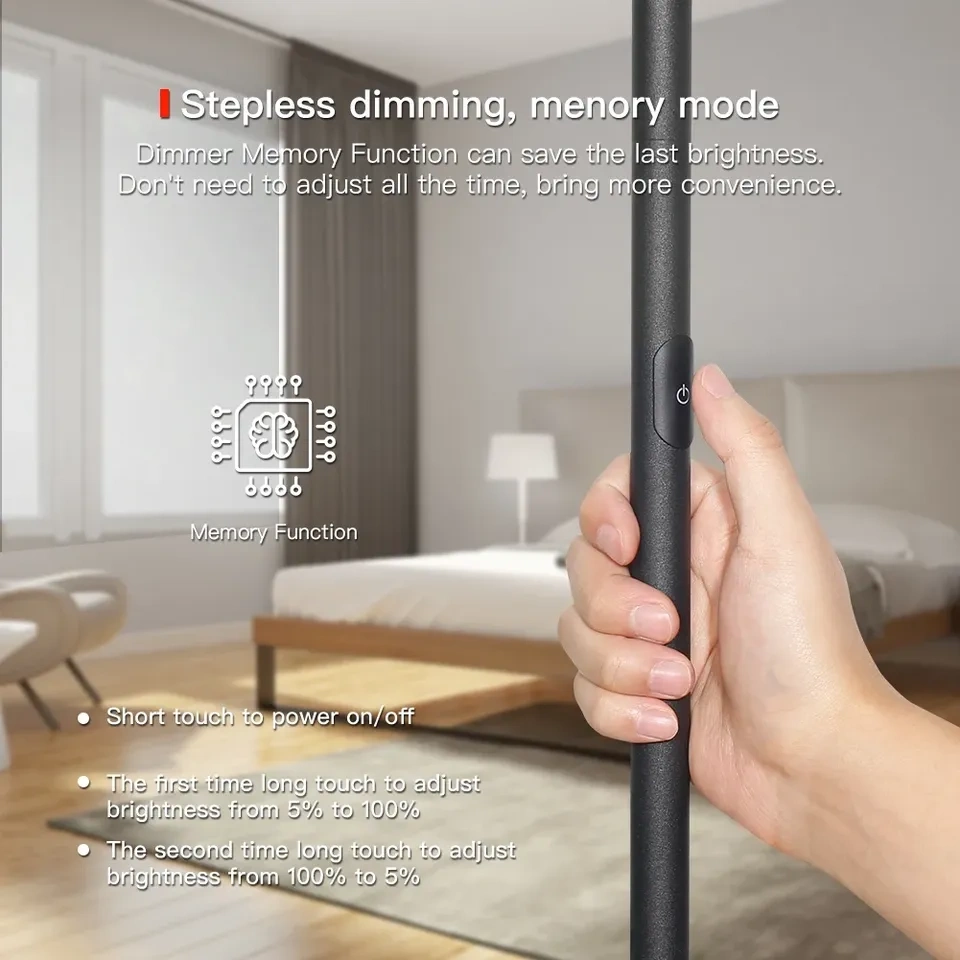 LED Floor Lamp - 30W, 2500LM, 3 Color Temps, Dimmer, Black - photo 5