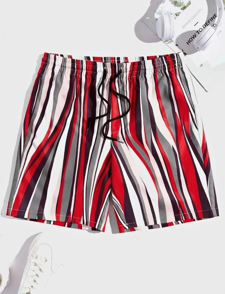 Manfinity Men Striped Drawstring Waist Shorts