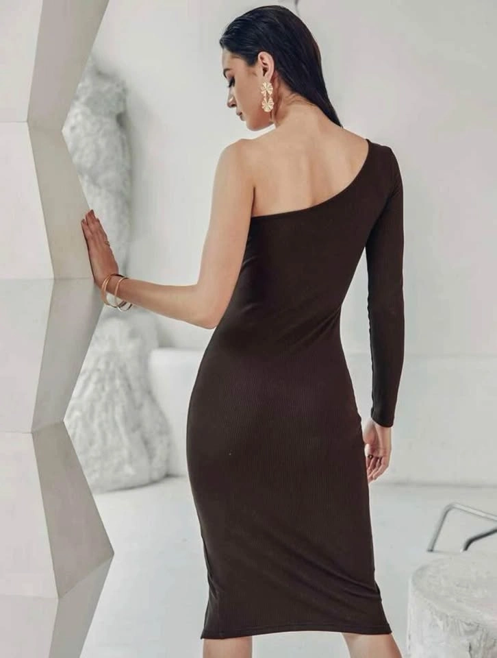 One Shoulder Cut Out Split Thigh Dress - photo 2