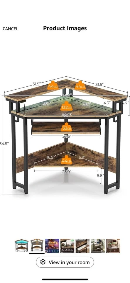 Rolanstar Corner Laptop Desk with Storage - photo 4