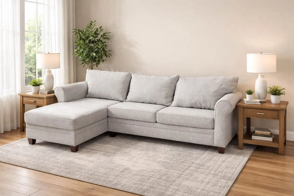 (DELIVERY AVAILABLE) Modern L-Shaped Sectional Sofa – Light Gray - photo 3