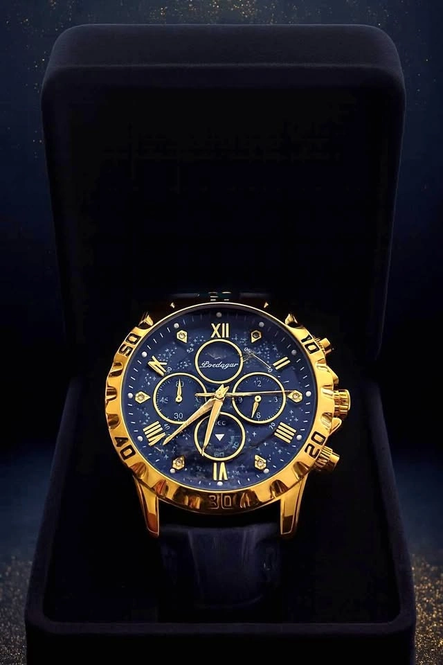 Stunning Men's Blue & Gold Chronograph Watch