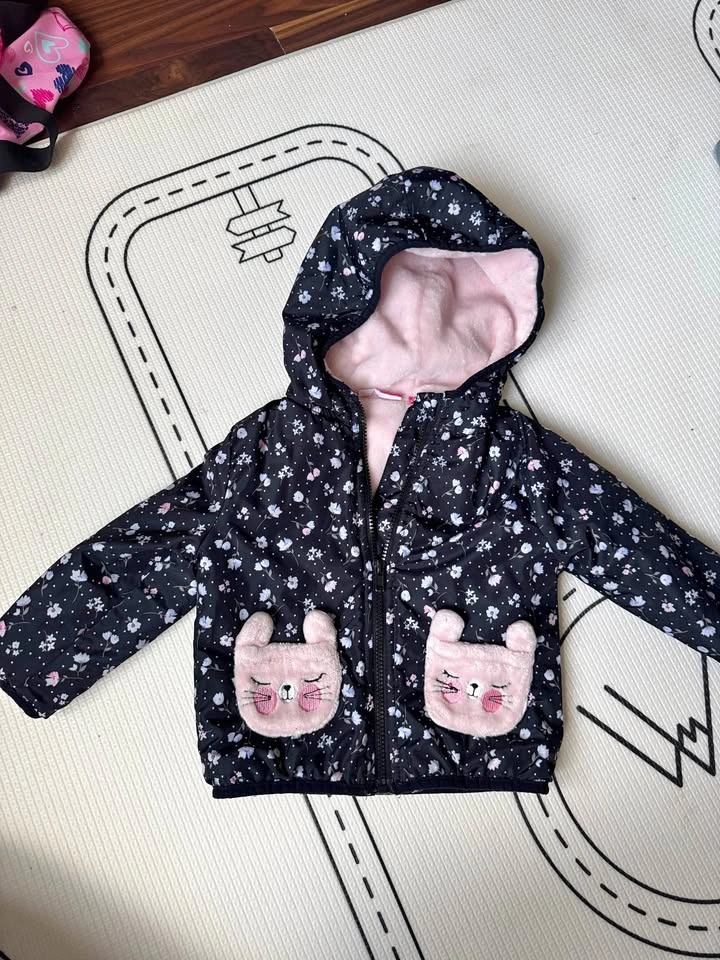 Penelope Mack baby jacket floral fuzzy pockets 24M