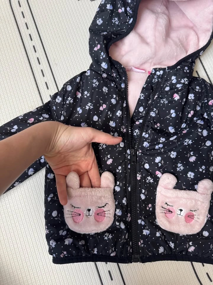 Penelope Mack baby jacket floral fuzzy pockets 24M - photo 2