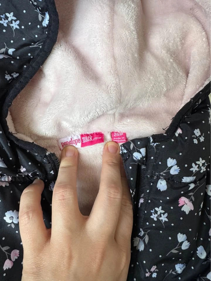 Penelope Mack baby jacket floral fuzzy pockets 24M - photo 4