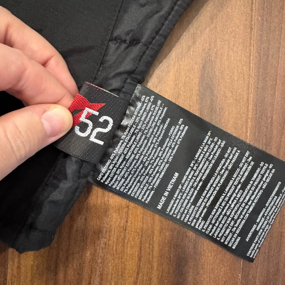 Dainese Black Quilted Motorcycle Jacket Liner Size 52 - photo 3