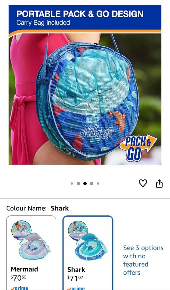 Spring Float Swims Baby Pool Float w/ Sun Canopy & Harness - Sha - photo 4