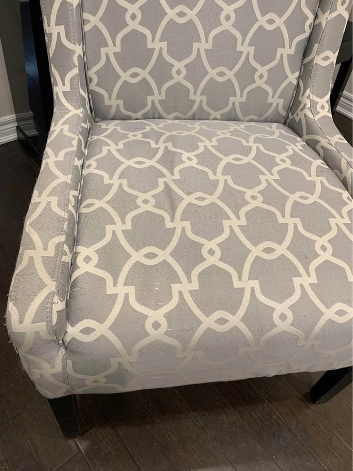 Gray and White Geometric Wingback Accent Chair - photo 2