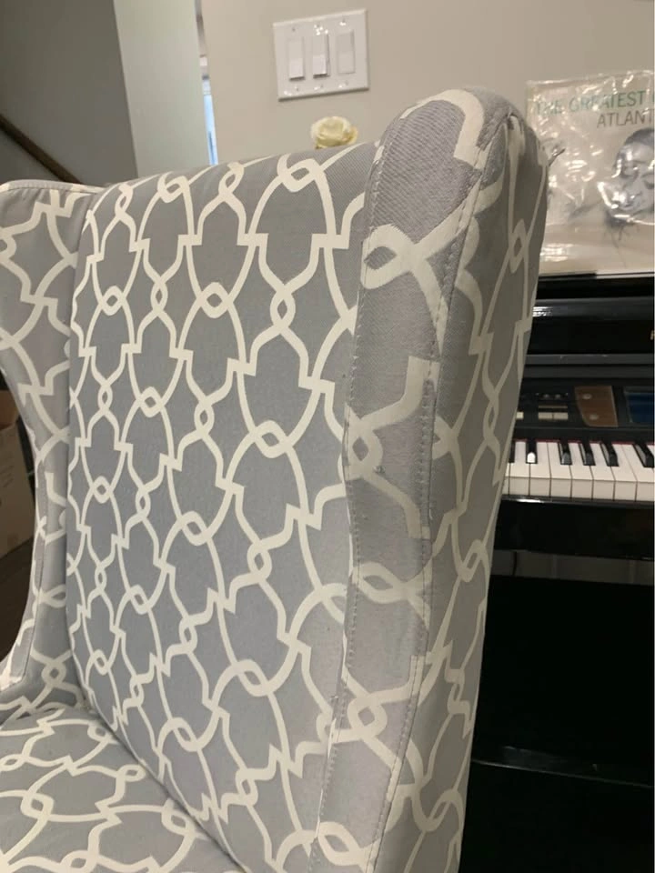 Gray and White Geometric Wingback Accent Chair - photo 4