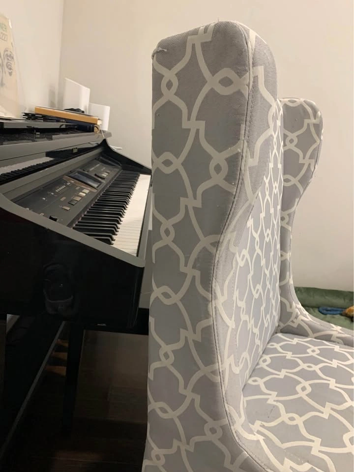 Gray and White Geometric Wingback Accent Chair - photo 5
