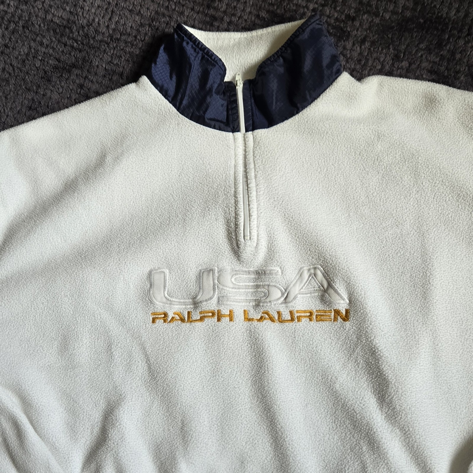 Vtg Ralph Lauren Polo Sport USA Fleece 1/4 Zip Pullover L