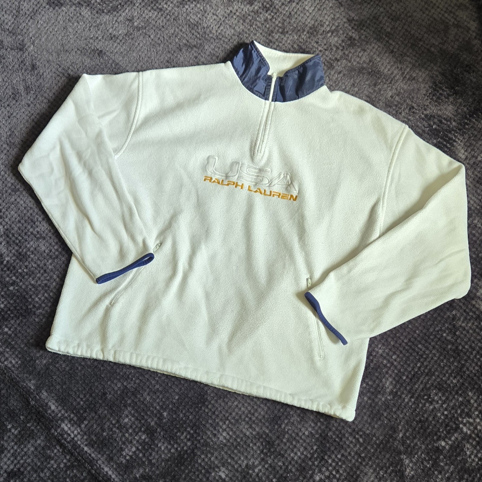 Vtg Ralph Lauren Polo Sport USA Fleece 1/4 Zip Pullover L - photo 3