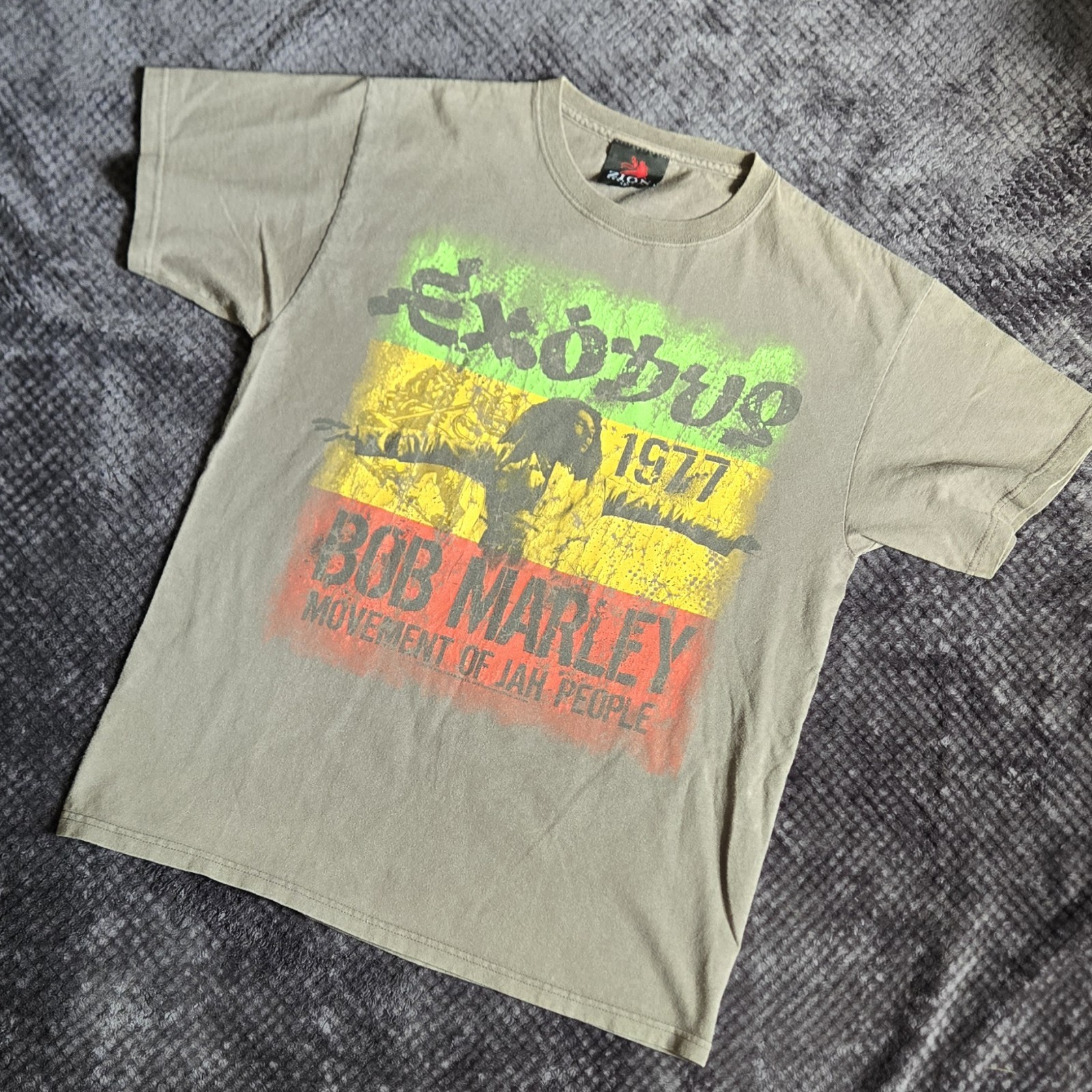 Bob Marley Exodus 1977 T-Shirt Zion Rootswear Grey Graphic M