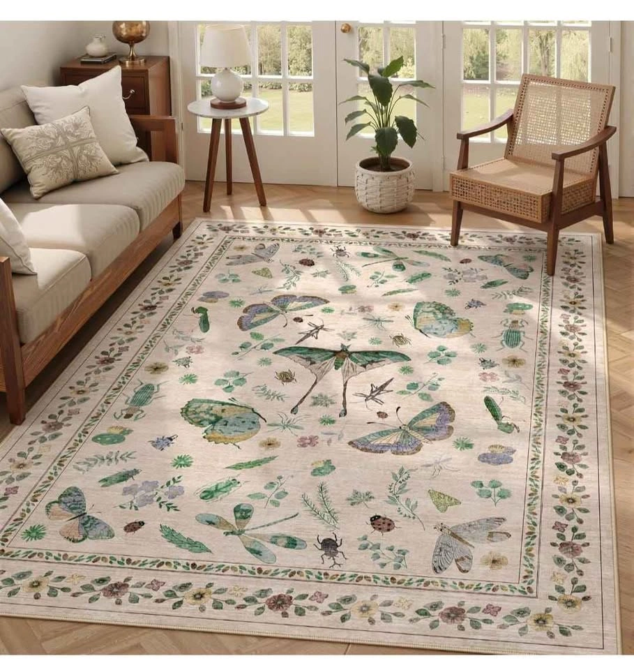 6x9 Rug for Living Room - Insect Print, Non-Slip, Stain Resistan - photo 2