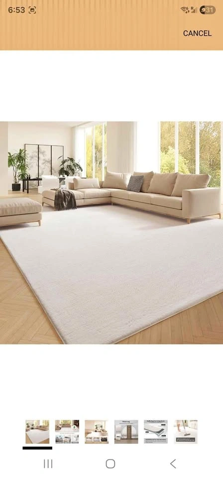 White Fluffy Rug 8x10 Faux Rabbit Fur Area Rug