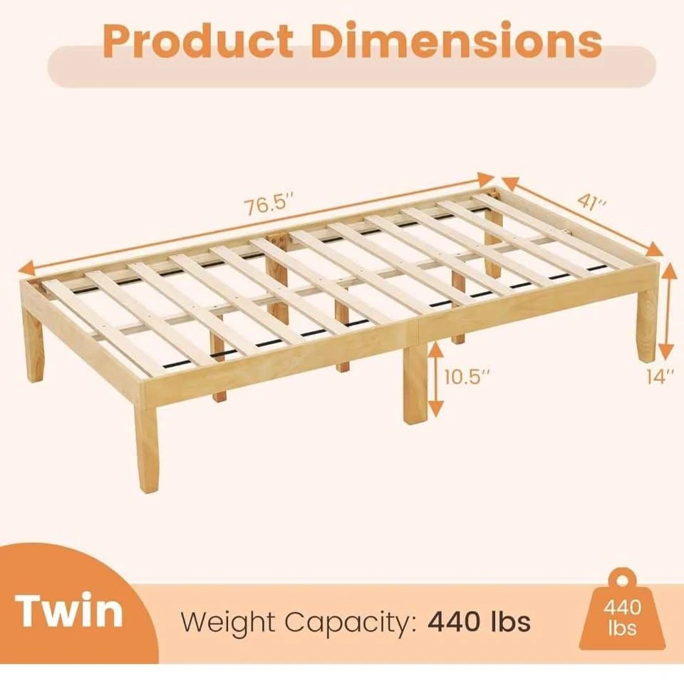 Twin Size Wood Platform Bed Frame - photo 2
