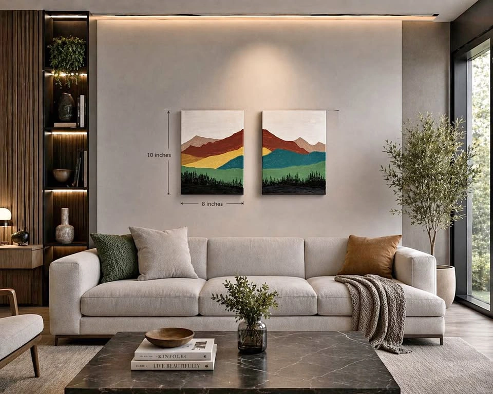 Modern Handmade Acrylic Mountain Canvas Art (Set of 2)